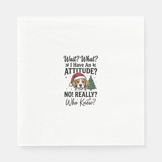 Servilleta De Papel Camiseta divertida de actitud de perro de Navidad  (Anverso)