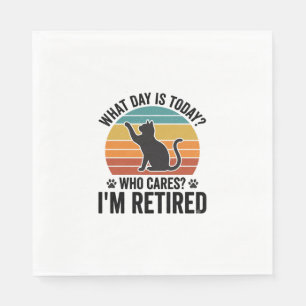 Servilleta De Papel Camiseta divertida de gato jubilado vintage atarde