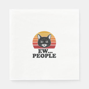 Servilleta De Papel Camiseta divertida de gato negro Ew gente puesta d