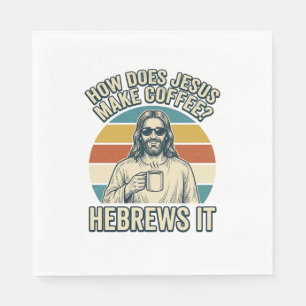 Servilleta De Papel Camiseta divertida de Jesús café grabado vintage d
