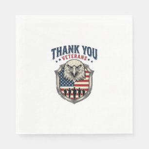 Servilleta De Papel Camiseta Escudo de Águila Patriótica Gracias Veter