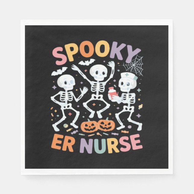 Servilleta De Papel Camiseta esencial de Halloween espeluznante de enf (Anverso)