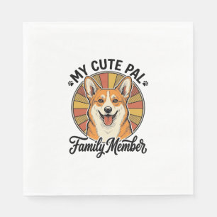 Servilleta De Papel Camiseta Familia Corgi Diseño Vintage Amante Masco