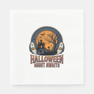 Servilleta De Papel Camiseta Fantasma Luna Grabada Escena Halloween Vi