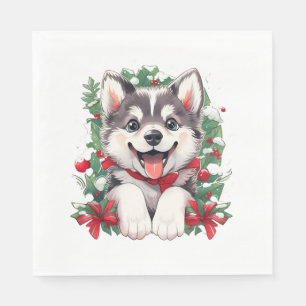 Servilleta De Papel Camiseta festiva Husky Puppy Classic