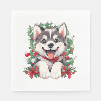 Servilleta De Papel Camiseta festiva Husky Puppy Classic