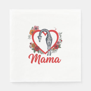 Servilleta De Papel Camiseta Floral Corazón Mamá Jirafa Vintage Diseño