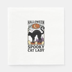 Servilleta De Papel Camiseta Gata Negra Vintage Señora Gato Halloween_