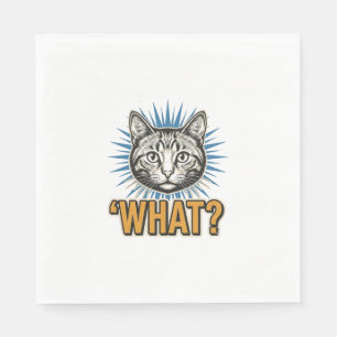 Servilleta De Papel Camiseta gráfica de grabado vintage divertido gato