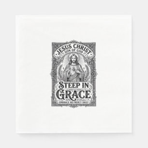 Servilleta De Papel Camiseta gráfica de Jesús amante del té cristiano
