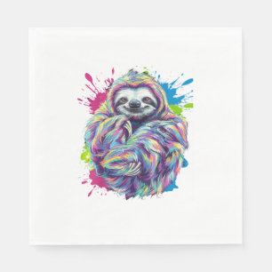 Servilleta De Papel Camiseta Gráfica Divertida de Perezoso Colorido Ar