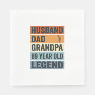 Servilleta De Papel Camiseta Leyenda de Abuelo Papá Esposo de 89 Años_