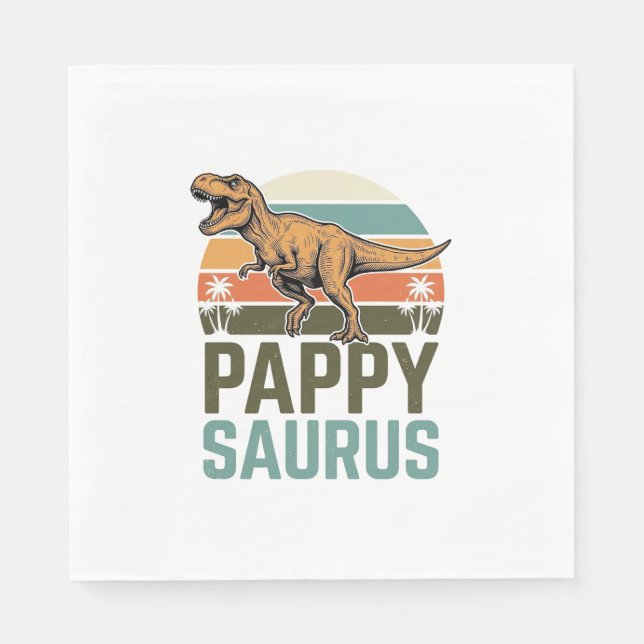 Servilleta De Papel Camiseta Pappysaurus Dinosaurio Divertido Atardece (Anverso)