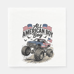 Servilleta De Papel Camiseta Patriótica de Camión Monstruo para Chicos
