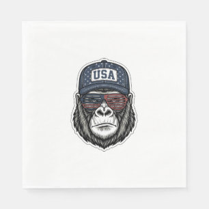 Servilleta De Papel Camiseta Patriótica Gafas de Sol Gorilla Vintage U