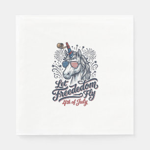 Servilleta De Papel Camiseta Patriótica Unicornio 4 de Julio Libertad