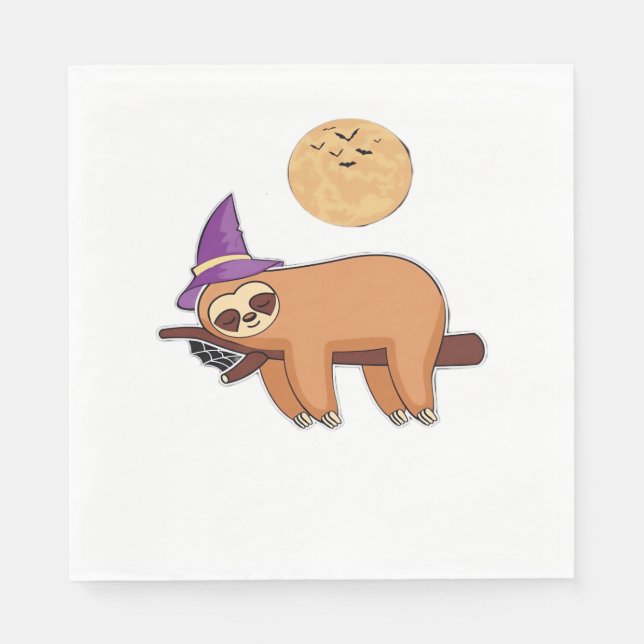 Servilleta De Papel Camiseta Premium Halloween Witch Sloth (Anverso)