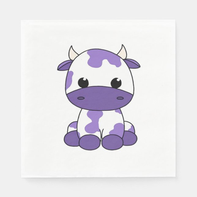 Servilleta De Papel Camiseta sobredimensionada de vaca morada_1 (Anverso)