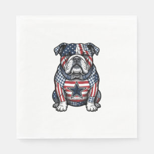 Servilleta De Papel Camiseta vectorial de bulldog patriótico vintage D