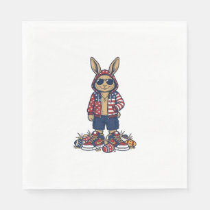 Servilleta De Papel Camiseta vectorial vintage de conejo de Pascua pat