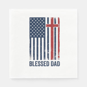 Servilleta De Papel Camiseta Vintage Cruz Bandera Cristiana Padre Bend