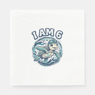 Servilleta De Papel Camiseta Vintage Cumpleaños 6 Tortuga Marina Adora