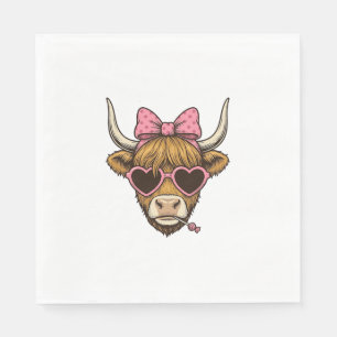 Servilleta De Papel Camiseta Vintage de Cute Highland Cow Heart Glasse