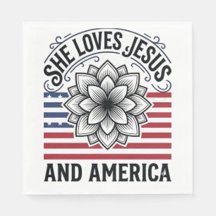 Servilleta De Papel Camiseta vintage de flores cristianas patrióticas