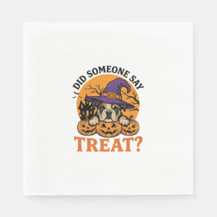 Servilleta De Papel Camiseta Vintage de Halloween Bulldog Bruja Perro
