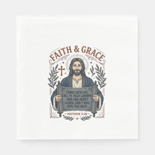 Servilleta De Papel Camiseta Vintage de Punto de Cruz de Jesús Gráfica