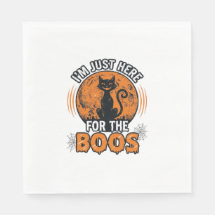 Servilleta De Papel Camiseta Vintage Gato Negro de Halloween Aquí Para