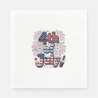 Servilleta De Papel Camiseta Vintage Patriótica Fuegos Artificiales 4 
