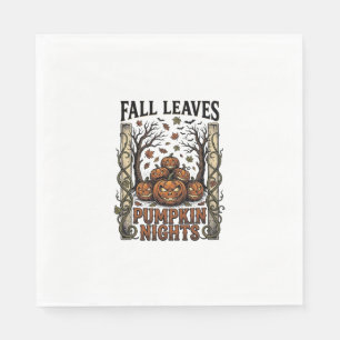 Servilleta De Papel Camiseta Vintage Pumpkin Otoño Hojas Espeluznante