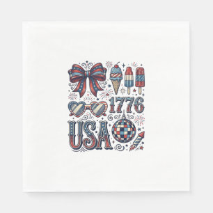 Servilleta De Papel Camiseta Vintage USA 1776 Diseño Patriótico de Ver