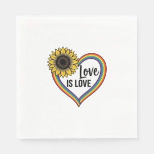 Servilleta De Papel Camiseta Vintage Vector Corazón Girasol El Amor Es