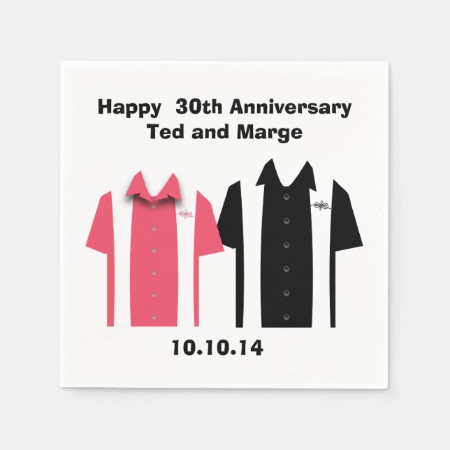 Servilleta De Papel Camisetas de boliche retro (Anverso)