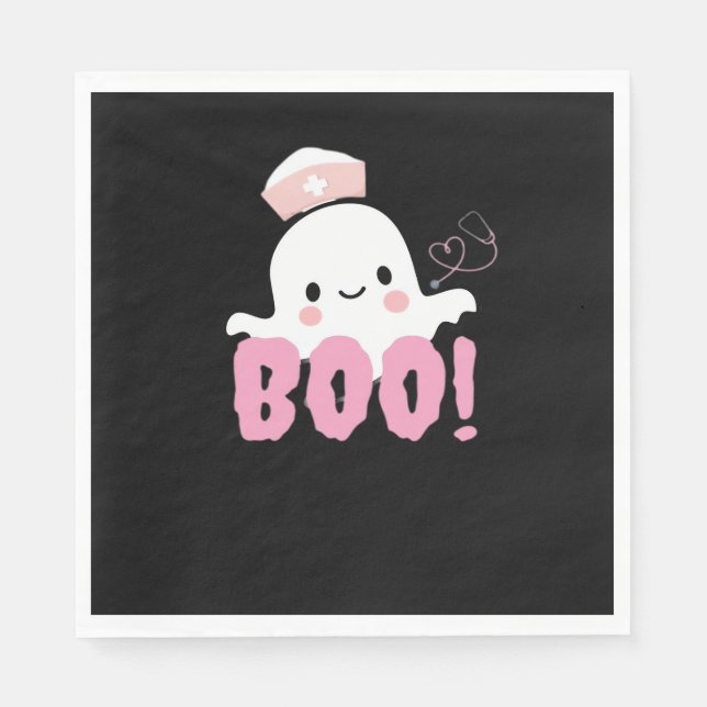 Servilleta De Papel Camisetas de enfermería de Halloween ¡Boo femenino (Anverso)
