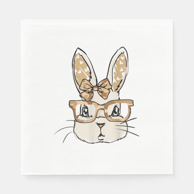 Servilleta De Papel Camo Glasses Camo Tie Bow Bunny Face Rabbit Easter (Anverso)