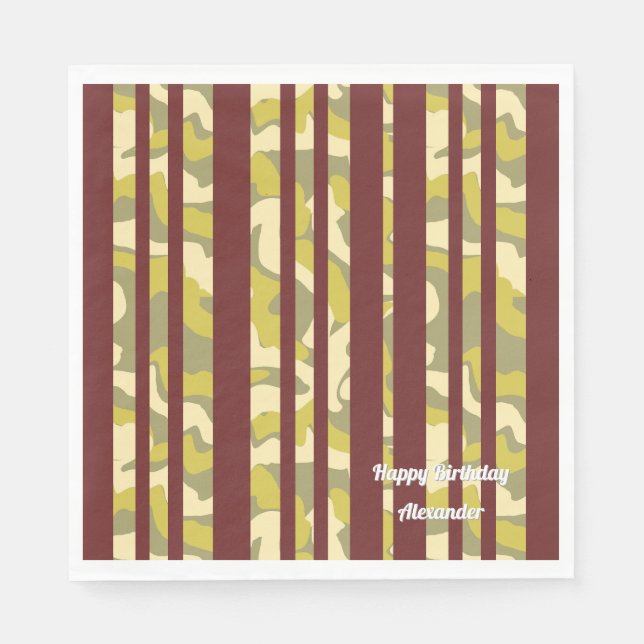 Servilleta De Papel Camo Stripe Birthday Party  (Anverso)