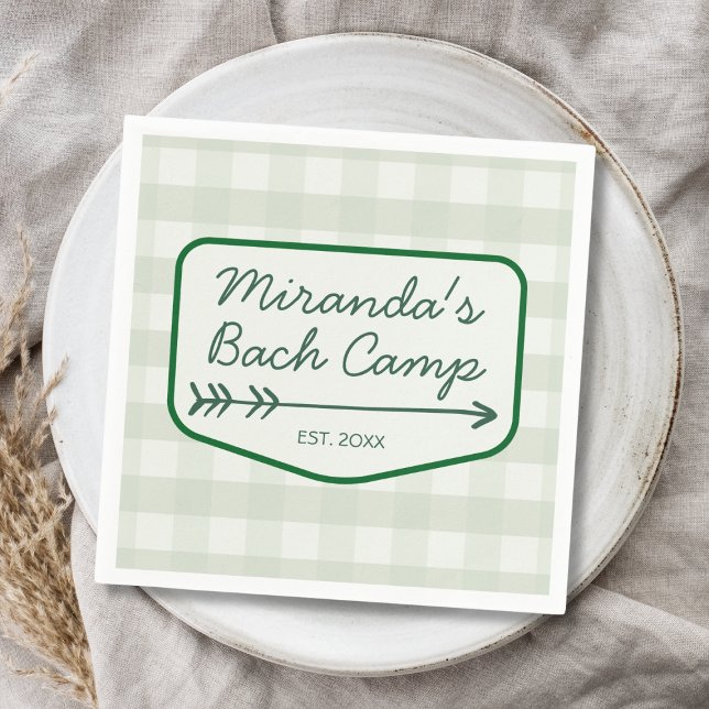 Servilleta De Papel Campamento Bach de Verano Gingham Bachelorette Cam (Summer Bach Camp Gingham Bachelorette Camping Napkins)
