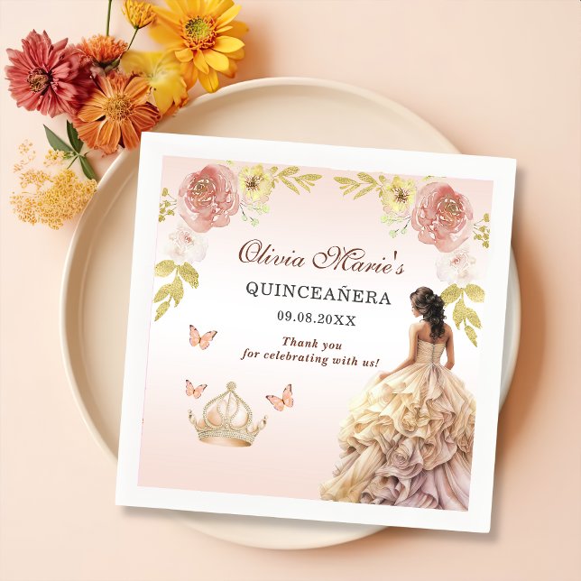 Servilleta De Papel Campaña Princesa Vestido Quinceañera Cumpleaños (Subido por el creador)