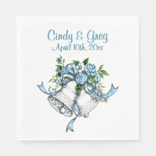 Servilleta De Papel Campanas de boda azules personalizadas