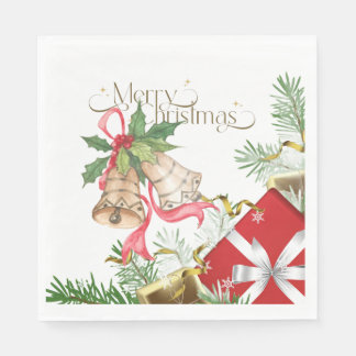 Servilleta De Papel Campanas de Navidad elegantes y regalos Diseño de