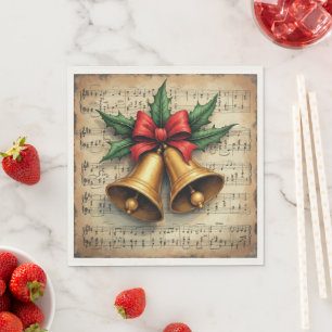 Servilleta De Papel Campanas de Navidad en partitura musical