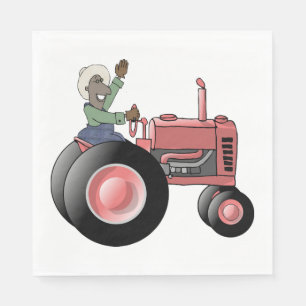 Servilleta De Papel Campesinos Montando Una Ropa De Tractor