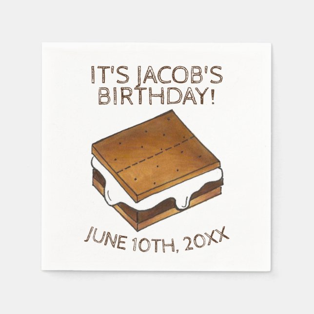 Servilleta De Papel Campfire S'mores Marshmallow Smores Fiesta de cump (Anverso)