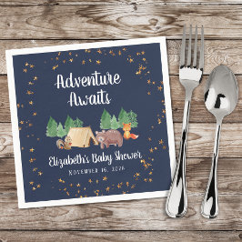 Servilleta De Papel Camping Baby Shower Nocturno de animales Woodland