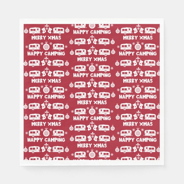 Servilleta De Papel Camping de caravanas felices Navidades (Anverso)