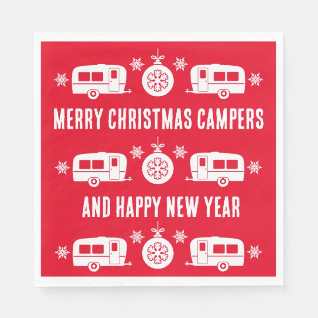 Servilleta De Papel Camping de caravanas felices Navidades (Anverso)
