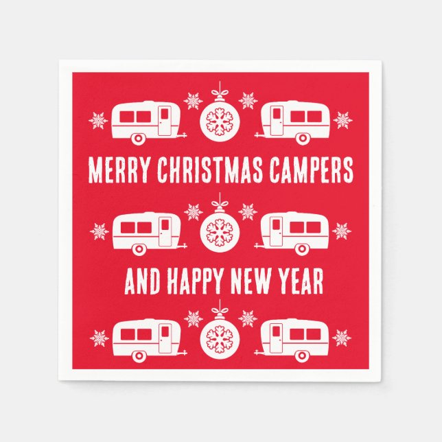 Servilleta De Papel Camping de caravanas felices Navidades (Anverso)